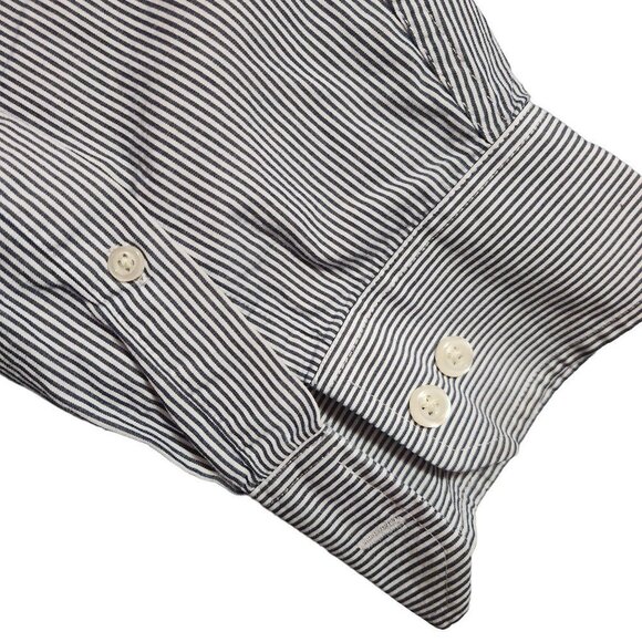 Izod Mens Stripe 3XLT Blue and White Stripe 100%Cotton Button Down Long Sleeve - Picture 4 of 7